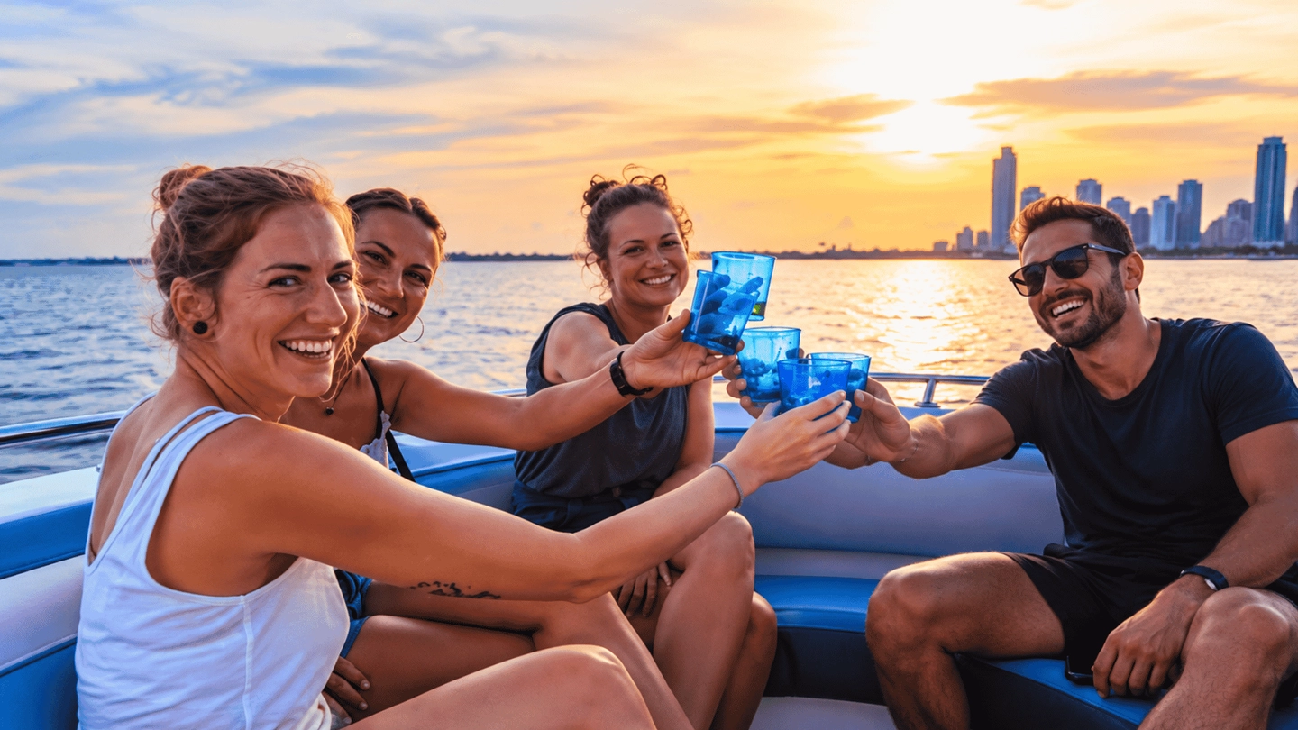 Hora dorada: crucero en barco con barra libre y fiesta posterior