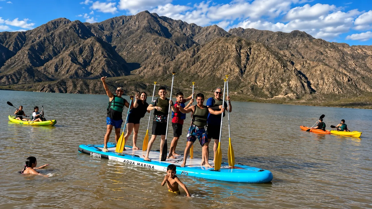 Stand Up Paddle Grupal en el Dique de Potrerillos
