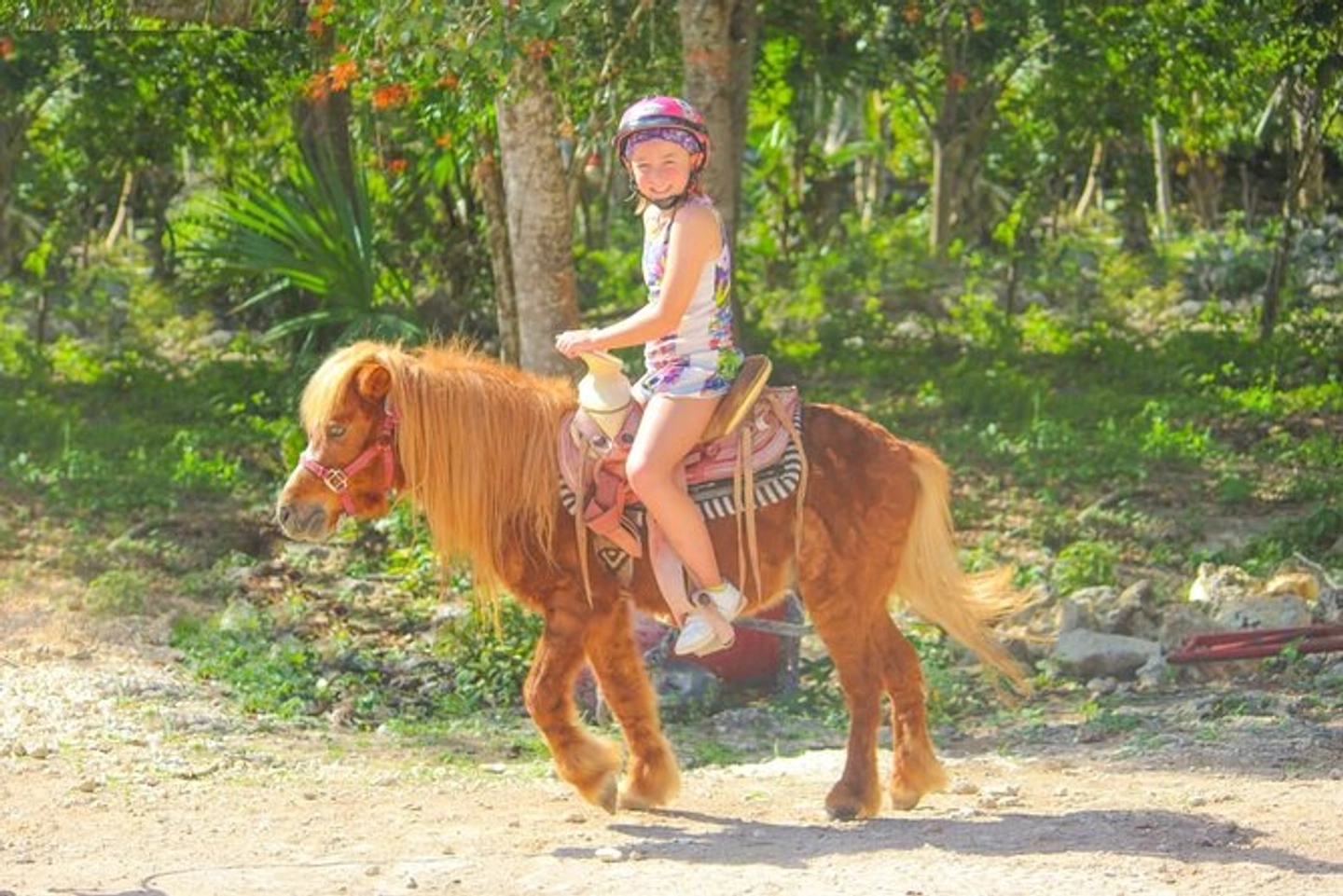 Horseback riding and zip lining in the jungle